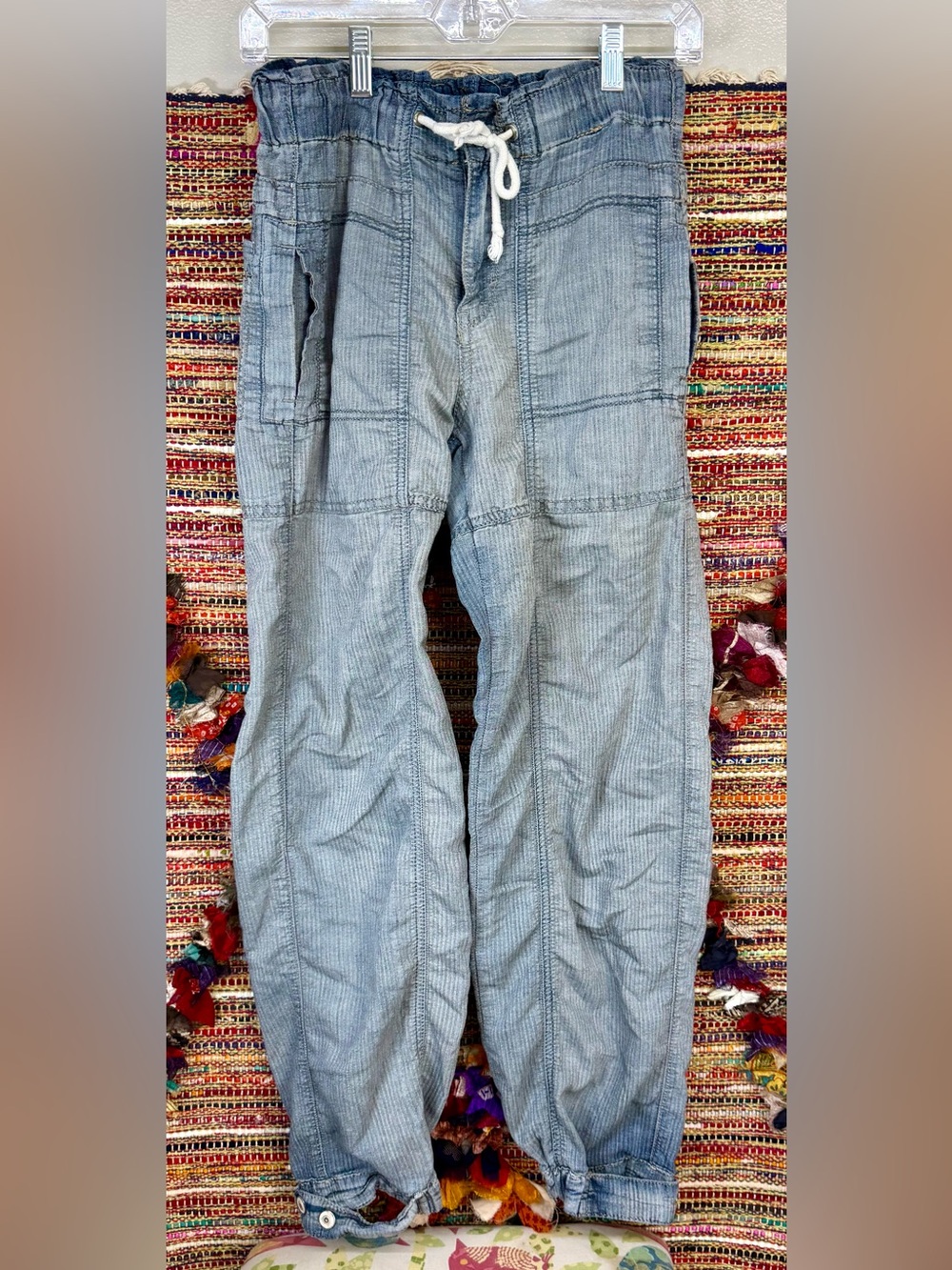 We The Free Blue Pull In denim utility pants XS
